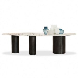 Tavolo da Pranzo Moderno di Lusso con 6 Sedie, Set da Sala da Pranzo Rotondo con Piano in Marmo, Stile Classico Italiano per 6-10 Persone - Product Image 2