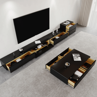 Meuble TV en bois créatif moderne et minimaliste avec tiroir de rangement, ensemble meuble TV et table basse pour salon