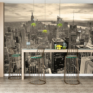 Mural de Pared Moderno Impermeable con Diseño de Paisaje Urbano en Blanco y Negro del Empire State Building, Fácil de Despegar, para Sala de Estar, Oficina, Baño - Product Image 3
