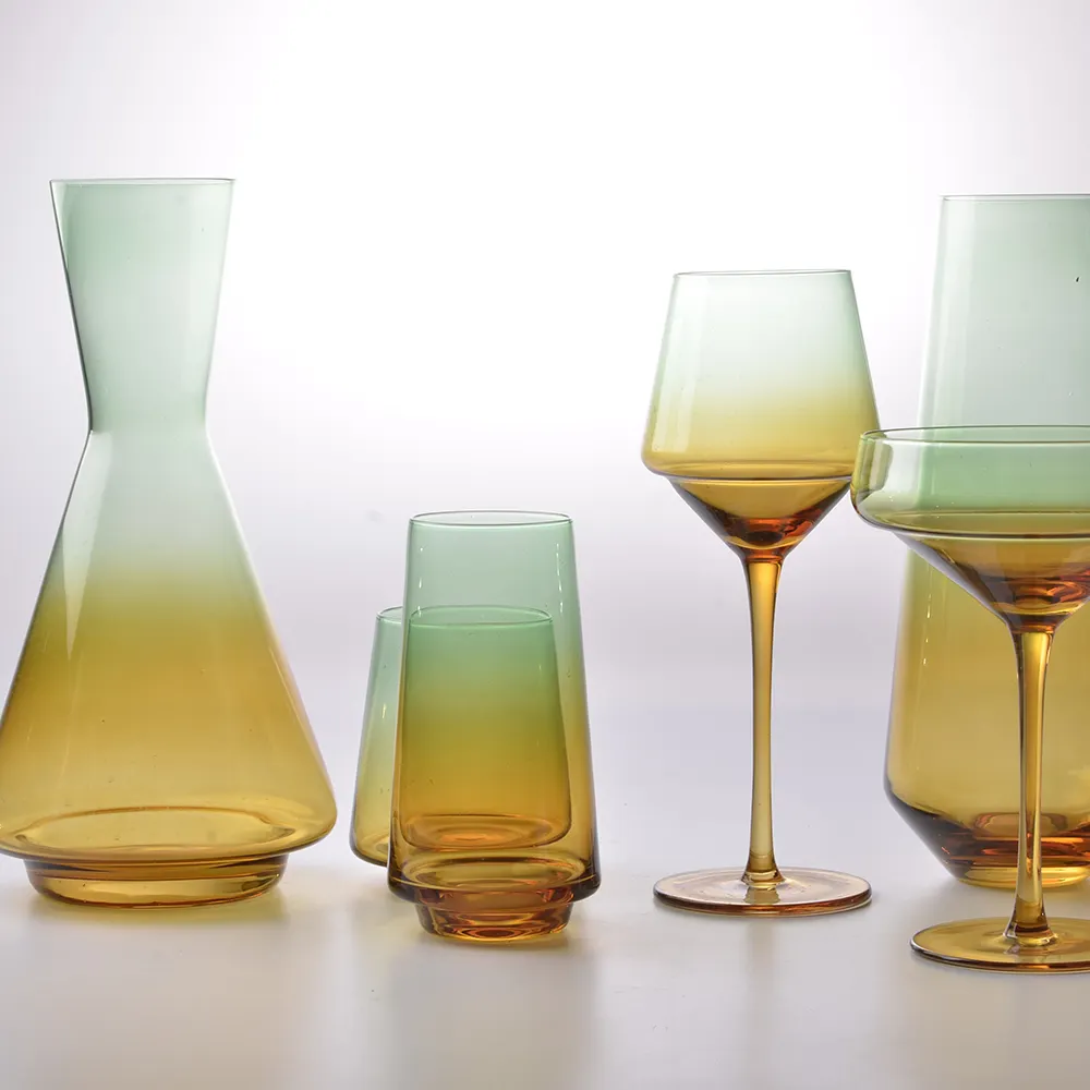 2021新しいデザインセットあたり6個スプレーダブルカラー飲用ガラス製品グリーンとブラウンカラー