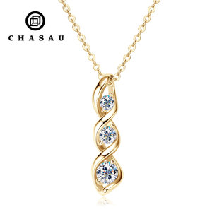 Regalo de joyería diaria 925 Plata 4,5mm y <span class=keywords><strong>3</strong></span>,5mm y 3mm D Color <span class=keywords><strong>Moissanite</strong></span> <span class=keywords><strong>3</strong></span> piedra infinito colgante collar para mujer - Product Image 1