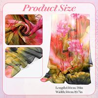 Lot de 10 foulards légers en polyester georgette à imprimé floral pour femme, 150 cm de long, élégants, lavage à la main uniquement
