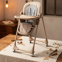 Table et chaise à manger multifonctionnelles 2 en 1 pour bébé avec roulettes, métal, capacité de charge de 250 lb, hauteur réglable