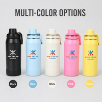 Bouteille d'eau en acier inoxydable à double paroi isolée sous vide avec logo personnalisé, 32 oz, gourde de sport pour la salle de sport avec poignée, anti-fuite