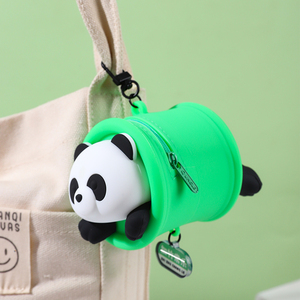 3D <b>Cartoon</b> Soft Silicone Panda Women Kids Silicone Bag Pouch Portable Coin Purse Mini Pouch Wallet with Keychain <b>Ring</b> Holder - Product Image 2