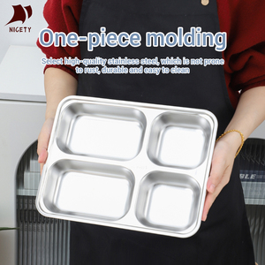 Bandeja de Comida de Acero Inoxidable 304, Bandeja de Almuerzo <span class=keywords><strong>Escolar</strong></span> SUS 304, Bandeja de Servir Dividida con 3/4/5 Compartimentos, Plato para la Cena - Product Image 5