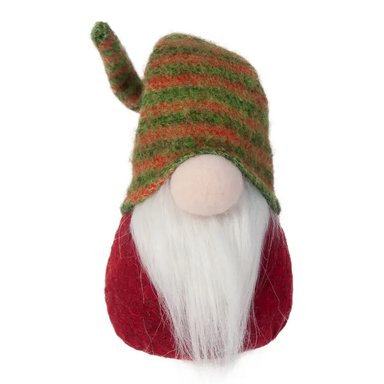 מכירה לוהטת בעבודת יד בד חומר בפלאש Elf לסרוג ירוק כובע חג המולד Gnome דקור