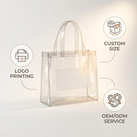 Sac fourre-tout en PVC transparent imperméable de 0,5 mm avec double couture, couture industrielle, pour la plage, les voyages et les courses en famille
