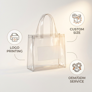 <span class=keywords><strong>Sac</strong></span> fourre-tout en PVC transparent imperméable de 0,5 mm avec double couture, couture industrielle, pour la plage, les voyages et les courses en famille - Product Image 6