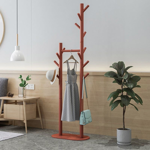 ชั้นวางเสื้อผ้าไม้ทรงกลมสำหรับวางเสื้อผ้าที่แขวนกระเป๋าแบบตั้งพื้นมีตัวเลือกความสูงหลายระดับ - Product Image 4