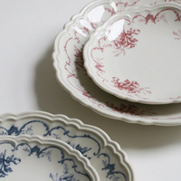 Ensemble d'assiettes de présentation vintage en porcelaine fine à motif floral, vaisselle de luxe pour la table