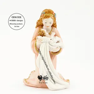 Usine en gros statues religieuses catholiques résine vierge marie statue colorée rose statues religieuses de chat en gros