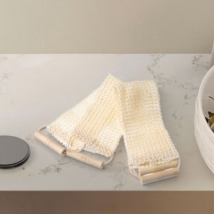 Fregador de tiras de sisal de fibra vegetal natural, Toalla de baño de estilo Simple, mango de madera, Mensaje de Limpieza Profunda, guante de ducha corporal - Product Image 1