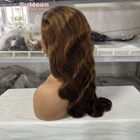 Pelucas Frontales de Cabello Virgen Brasileño Ondulado Largo Rubio Miel Natural RUmoon P4/27 13x4 Completas Sin Pegamento HD Lace Transparente