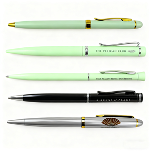 Factory Wholesale OEM Printable logo Hotel Advertising <b>Green</b> Gold Metal Hotel Ballpoint <b>Pen</b> - Product Image 2