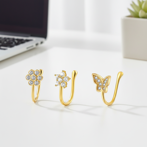 Xinfocus 2026 Trendy Design Clip on <strong>Nose</strong> Ring Butterfly Flower <strong>Nose</strong> <strong>Stud</strong> Rings <strong>Fake</strong> <strong>Nose</strong> Hoop Non <strong>Piercing</strong> Body Jewelry - Product Image 3