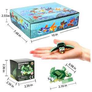 Ensemble de blocs de construction sur le thème du monde marin avec petites et moyennes particules pour enfants, jouet éducatif à assembler, cadeau de vacances, cadeau de fête - Product Image 6
