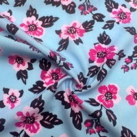 Tissu en rayonne 45S imprimé fleurs roses, 100 % viscose, imprimé réactif, léger, pour robes et chemisiers – Vente en gros