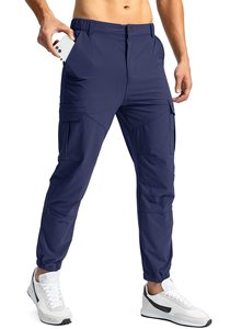 Pantalons de sport pour hommes, taille élastique, séchage rapide, légers, pantalons de sport, pantalons de survêtement d'extérieur avec poches zippées - Product Image 2