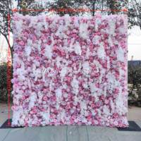 Panneau mural floral 3D DKB pour décoration de mariage, toile enroulable en tissu coloré, roses artificielles en soie, papillons, orchidées, mur floral