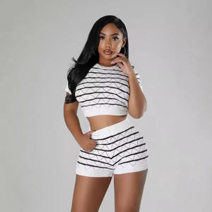 BR5492 Nueva moda Casual Mujer Suéter de verano Conjunto Patrón sólido Skinny Fit - Product Image 4