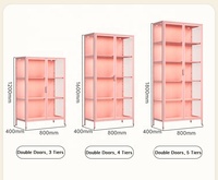 Meuble de salon moderne avec portes vitrées, étagères métalliques multicolores réglables, grande capacité de rangement, mobilier pour hôtel et maison
