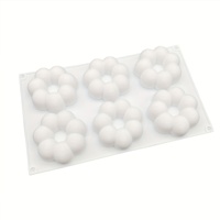 Moule en silicone 6 cavités motif floral pour gâteaux mousse, ensemble d'ustensiles de cuisson pour desserts, pâtisseries, bougies, outils de pâtisserie pour la cuisine et les fêtes