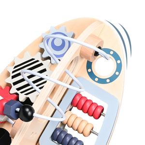 Cadeaux d'anniversaire pour le développement des capacités des enfants : Jouet spatial pour bébé, jouet fusée, labyrinthe de perles, jouets en bois, cube d'activités - Product Image 3