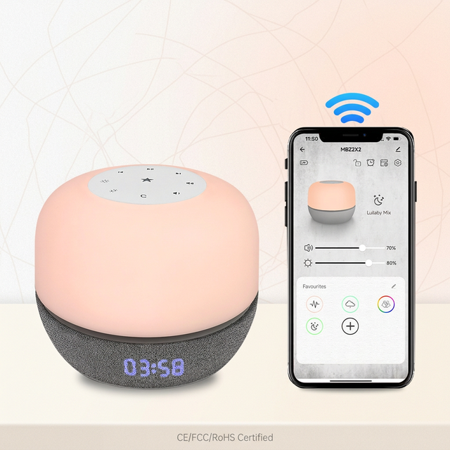 Smart Sleep Sound Machine WiFi APP Control 34 Sounds RGB Breathing Light Timer Child Lock Sunrise Alarm Baby Battery Clock