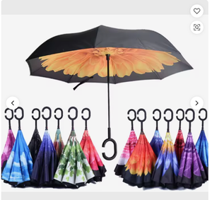 Reversible <b>Umbrella</b> - customizable - manually Opens and Closes - C-shaped handle - rain and Sun protection - for Adult travel - Product Image 5