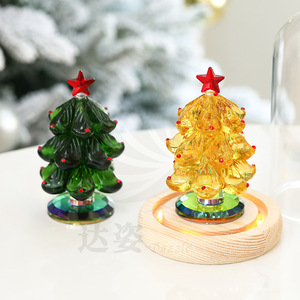 Crystal Christmas Tree Ornaments Mini Glass Decorations With <b>Lights</b> For Home Holiday Decoration - Product Image 3
