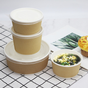 Giấy kraft dùng một lần bát tròn có nắp đậy hộp đựng thức ăn súp giấy kraft - Product Image 6