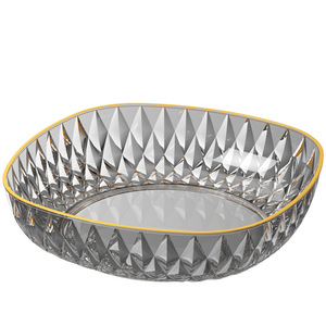 Light Luxury Fruit Bowl Set Plastic Gold Rimmed Serving Dish For Living Room Coffee Table Snack Candy Plate - Product Image 5