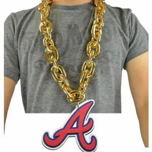 Grosir/disesuaikan ukuran besar kalung kipas favorit rantai kipas Atlanta Braves tali besar rantai 3D busa Magnet