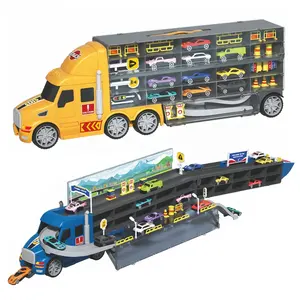 Samtoy滑梯可折叠弹射轨道运输压铸模型建筑玩具车套装集装箱卡车玩具10合金车