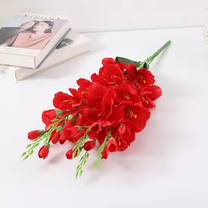 Duofu-flores artificiales para decoración de boda, flores y plantas artificiales de gladiolo rojo