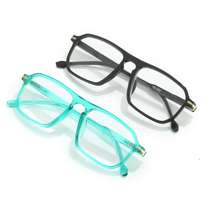 XB1003 Unisex Slim Green Frame <strong>Eyeglasses</strong> PC Squared Fashionable Reading Glasses for Men and Women with Presbyopia Correction