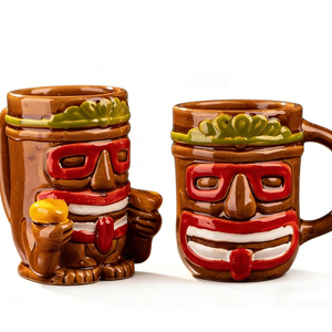 Taza <span class=keywords><strong>de</strong></span> Cerámica con Diseño Tiki Personalizado Creativo al por Mayor, Taza Tiki Hawaiana con Diseño Tropical Novedoso, Reutilizable y <span class=keywords><strong>de</strong></span> Grado Alimenticio - Product Image 1