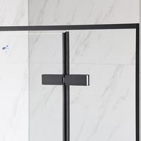 Cabine de douche moderne minimaliste avec paroi en verre, simple, à porte battante, panneau de douche en verre pour salle de bain