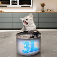Fontaine à eau intelligente pour animaux de compagnie de haute qualité, 3 L, en plastique, avec filtre à circulation automatique, écran LCD et réglage de l'heure pour chats