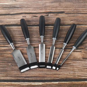 Ensemble de ciseaux à bois 7 pièces, ciseaux plats, manche en plastique noir, pointe droite, outils de menuiserie, taille en pouces - Product Image 2