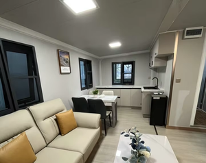 Vente chaude Maison de bureau préfabriquée en acier de 50 m2 Extérieur 5 chambres 2 salles de bain Double <span class=keywords><strong>garage</strong></span> Hôtels Cuisine Panneau sandwich Gym - Product Image 2