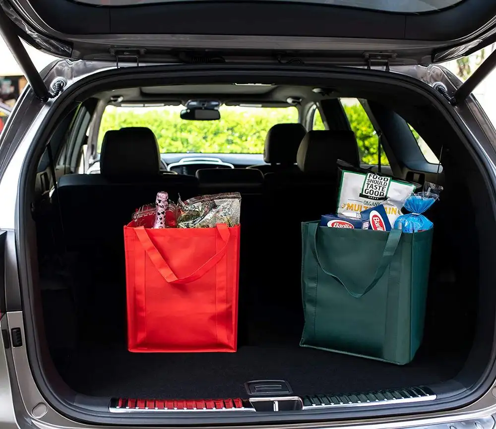 अनुकूलित टिकाऊ अतिरिक्त बड़े पुन: प्रयोज्य धो सकते हैं पुन: प्रयोज्य प्रबलित संभाल किराने बैग खरीदारी के लिए