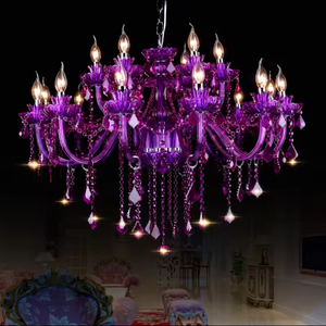 Offre Spéciale tendance design américain lustre Ktv boîte de nuit Double couche lampe grands lustres en cristal violet lumière - Product Image 3