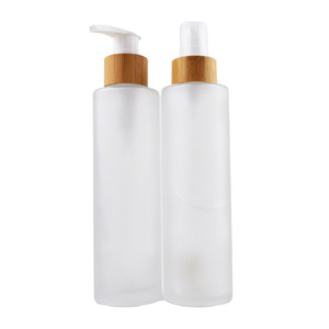 Flacon de luxe haut de gamme en verre pour soins de la peau 150 ml, forme épaule plate, pour lotion, démaquillant, huile, avec pompe à lotion - Product Image 4