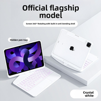 IFacemall 2024 Étui clavier magique transparent en PU pour iPad Pro 11 pouces Clavier sans fil rotatif à 360 degrés rétroéclairé avec pavé tactile