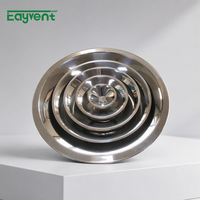 Diffuseur de plafond rond en acier inoxydable de qualité supérieure, grille d'aération circulaire réglable pour système de ventilation CVC, débit d'air élevé