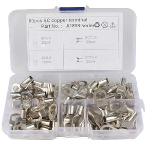 Terminales de Anillo de Cobre Serie A1898, Kit de 80 Piezas, Conectores Eléctricos de Cobre Puro para Aplicaciones de Cableado - Product Image 1