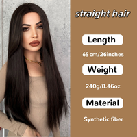 Fibre haute température 26 pouces T Part 2 #   Perruques Lace Front sans colle à coupe droite et dégradée, en cheveux mélangés pour femmes