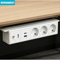 SINOAMIGO - Enchufe de Extensión para Mesa con Toma de Corriente Debajo del Escritorio, Estándar Europeo, con Puerto USB de Carga Rápida
